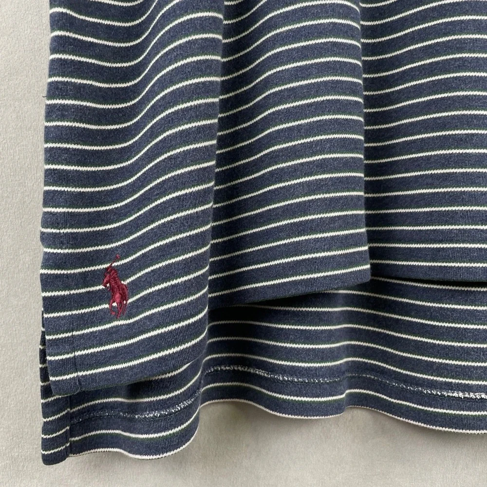 Polo Ralph Lauren Mens XL Custom Fit Striped Preppy Polo Shirt Blue Green Cotton